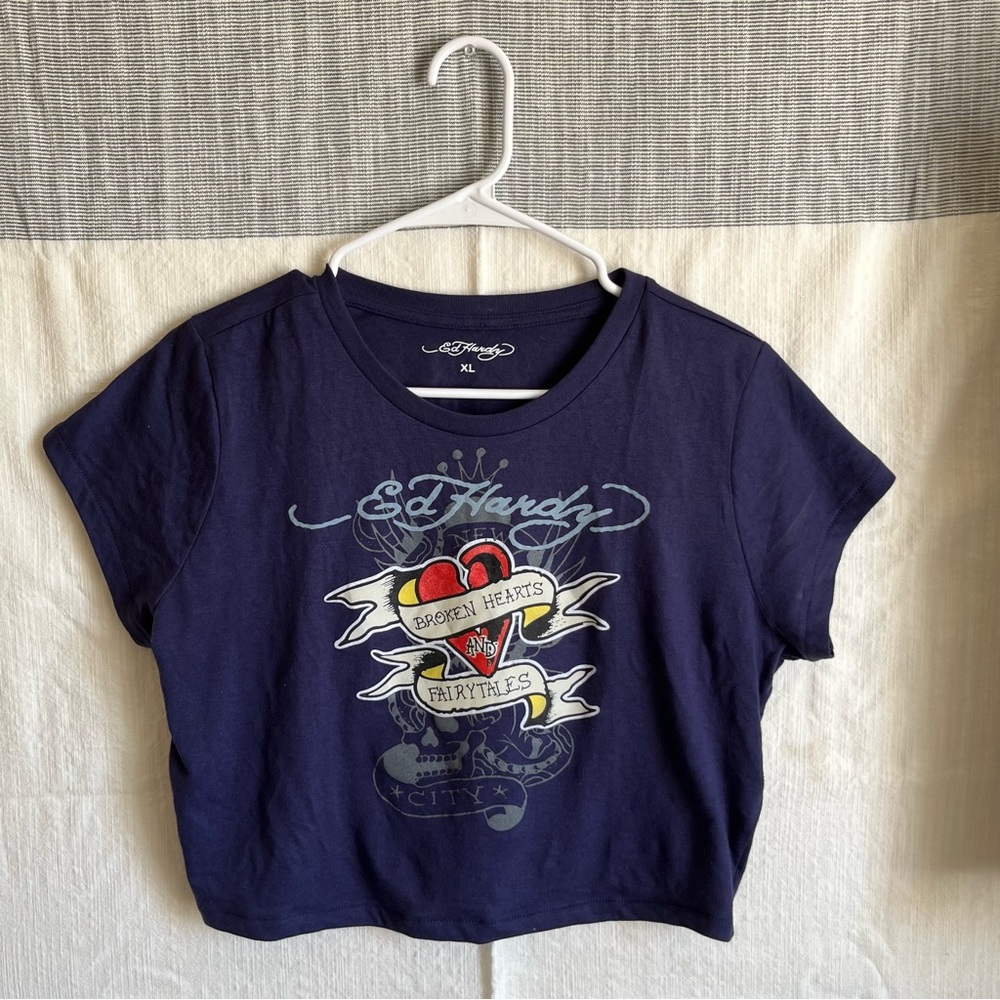 Ed Hardy Blue Short Sleeve Graphic Tee